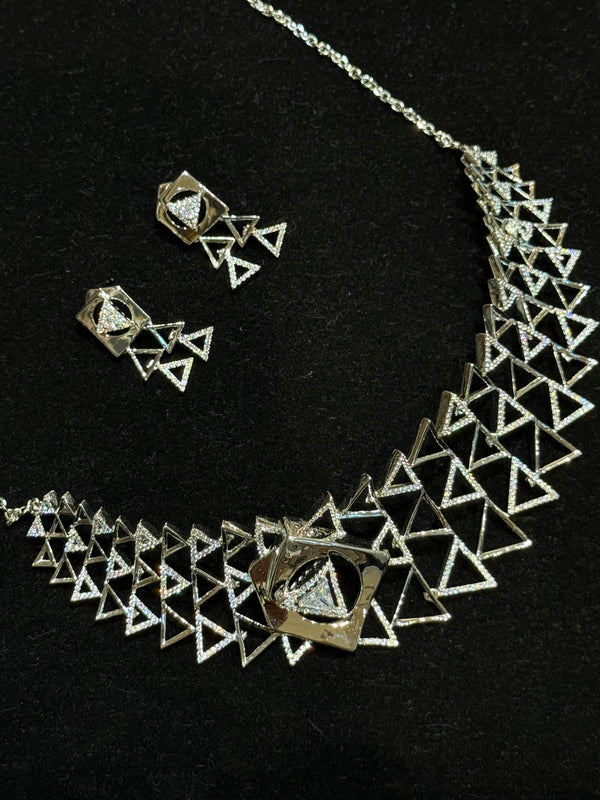 White cz stone 925 sterling silver necklace