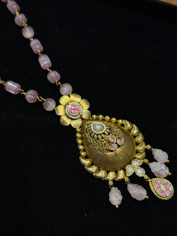 Gold Polish 925 Pure Silver Necklace with beads