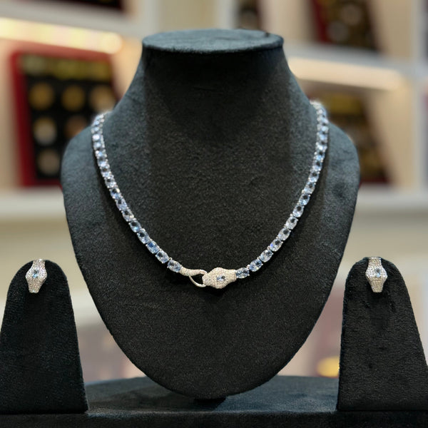 Blue Stone snake Pattern 925 Necklace