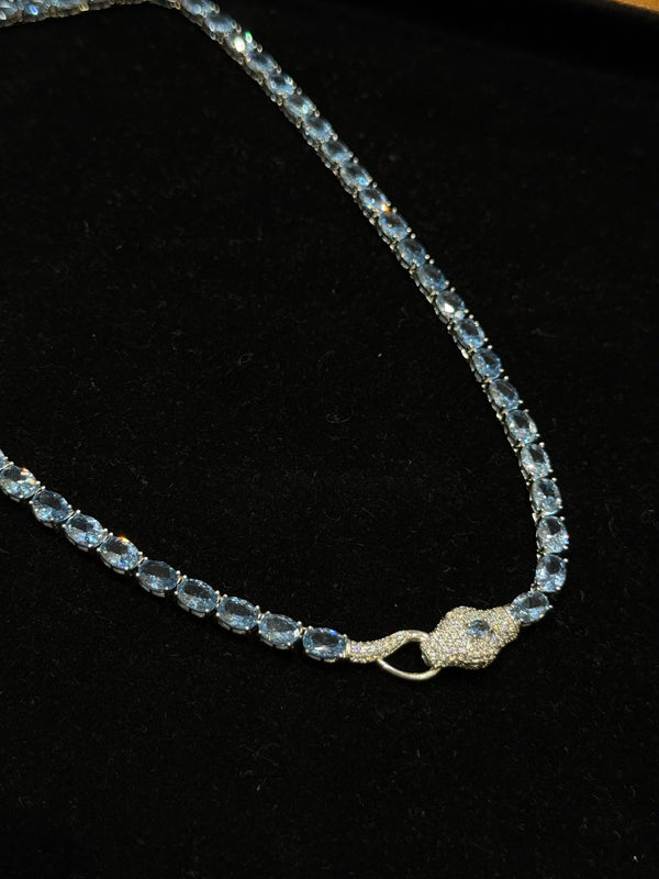 Blue Stone snake Pattern 925 Necklace