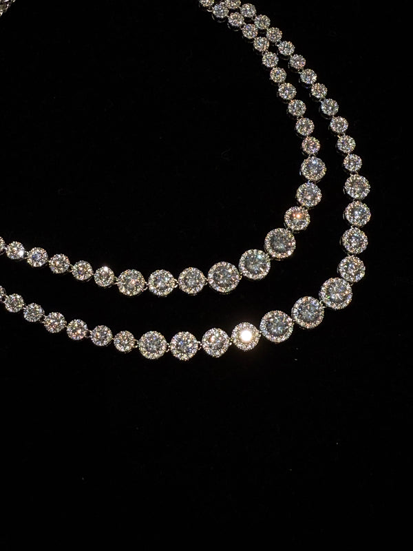 Double Layer solitare pattern 925 necklace