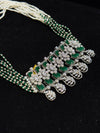 Green Emerald white Moti 925 silver necklace