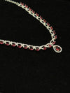 Red stone Silver Necklace