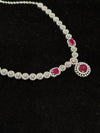 Red stone With CZ stone 925 necklace