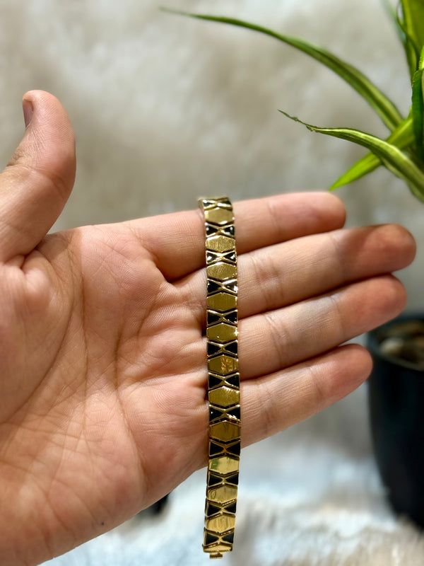 Golden polish with enamel 925 silver bracelet