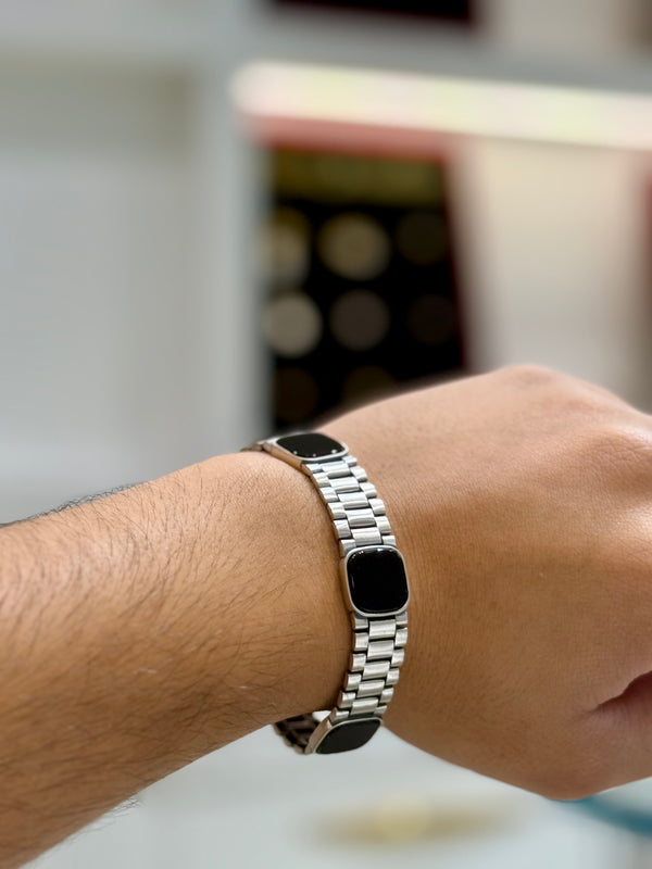 Gun metal matt finish 925 silver bracelet