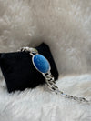 mens silver bracelet blue stone
