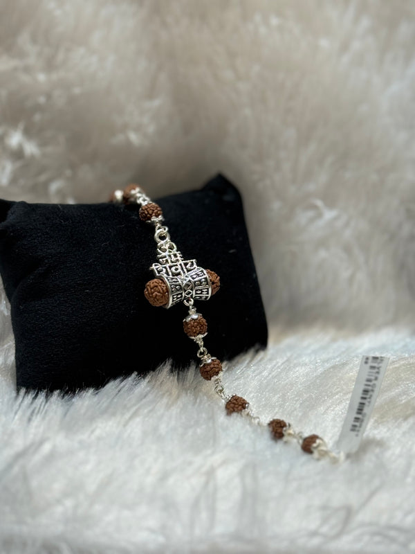 Rudraksh mens silver bracelet