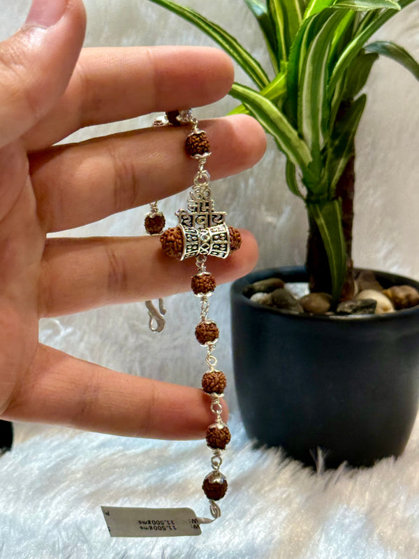 Rudraksh mens silver bracelet