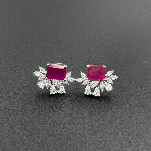 Ruby stone 925 silver earrings