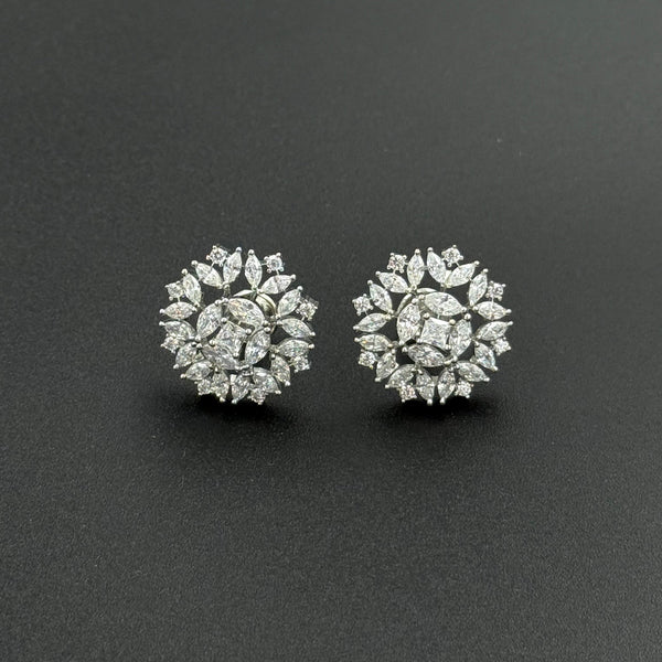 white stone 925 silver earrings