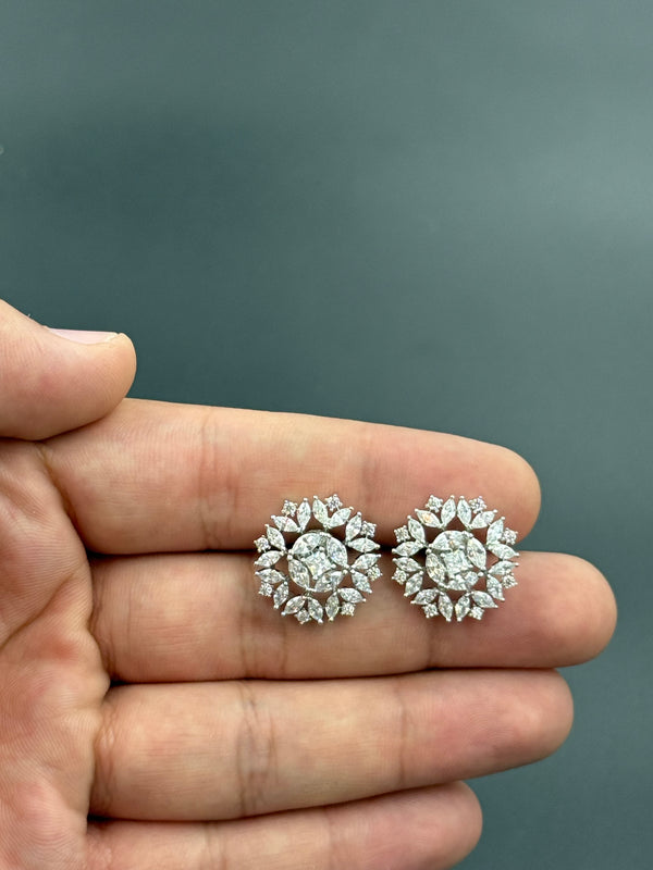 white stone 925 silver earrings