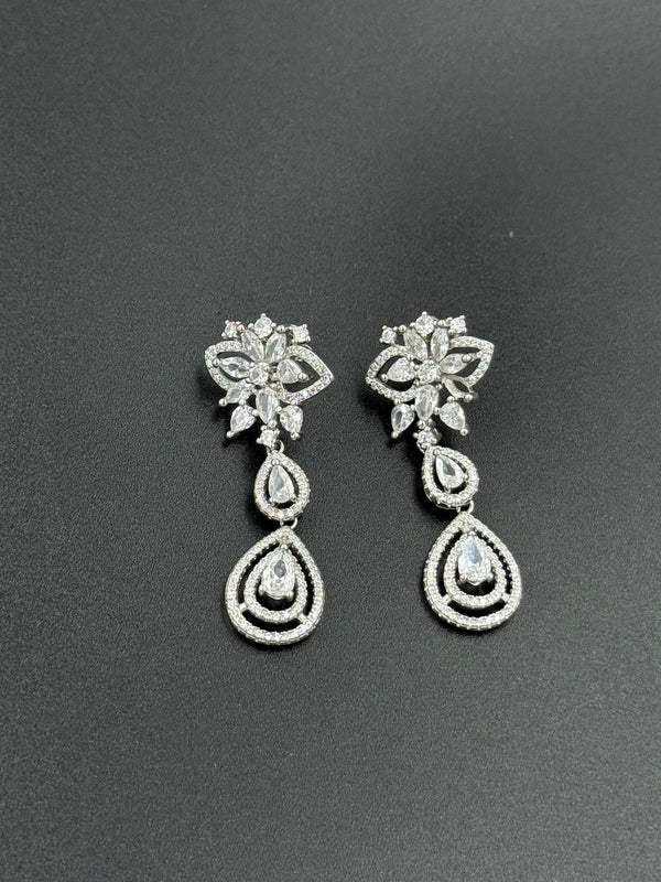 white stones 925 silver earrings