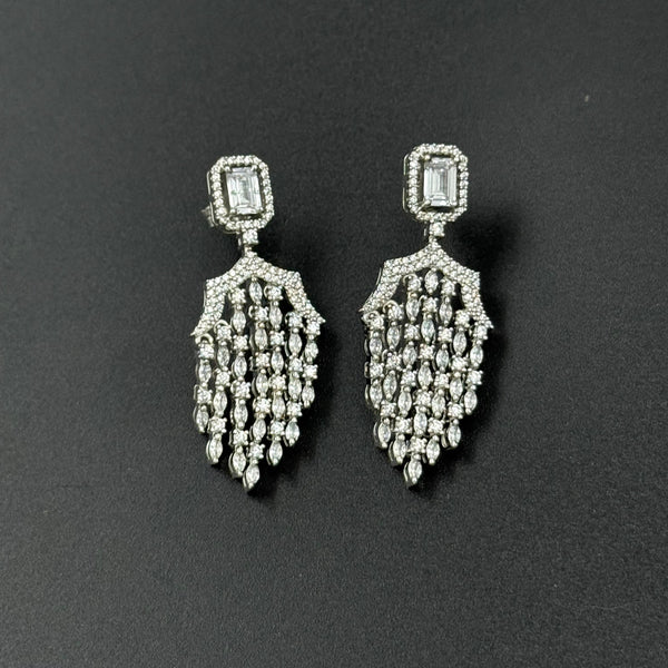 white stone 925 silver earrings