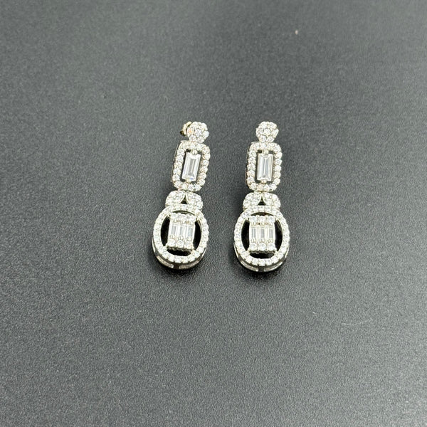 white stone 925 silver earrings