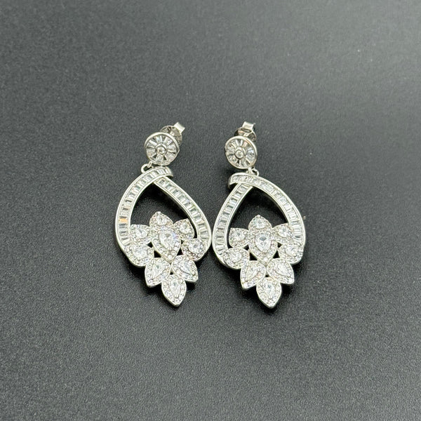 white stones 925 silver earrings