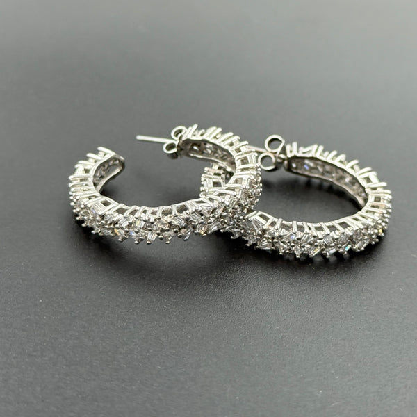 white stone 925 silver earrings