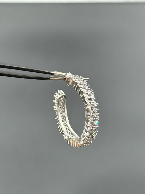 white stone 925 silver earrings