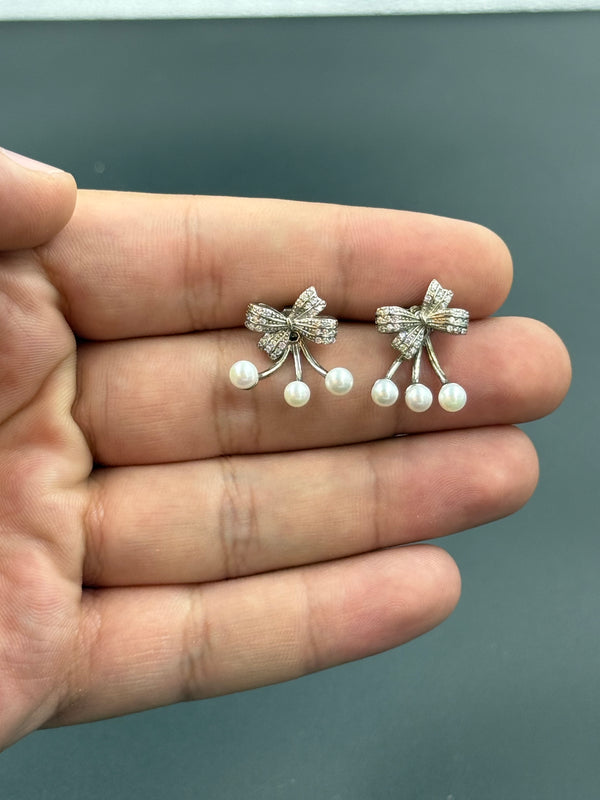 white Moti 925 silver earrings