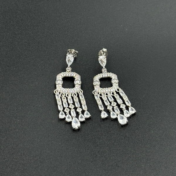 white stone 925 silver earrings