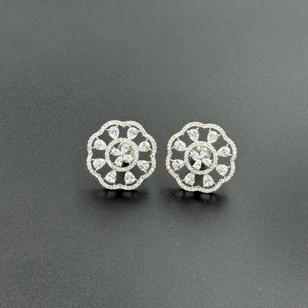 white stone 925 silver earrings