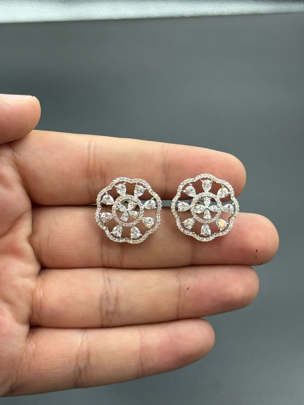 white stone 925 silver earrings