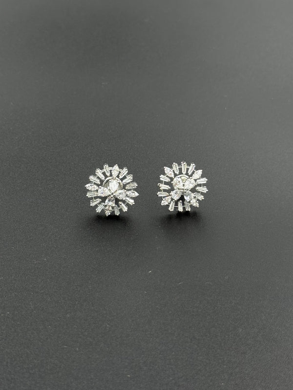 white stone 925 silver earrings