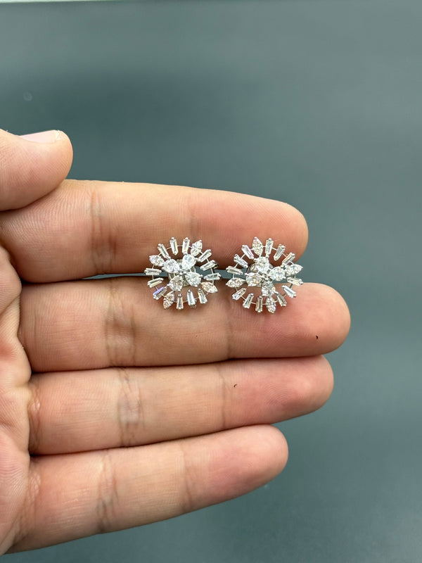 white stone 925 silver earrings