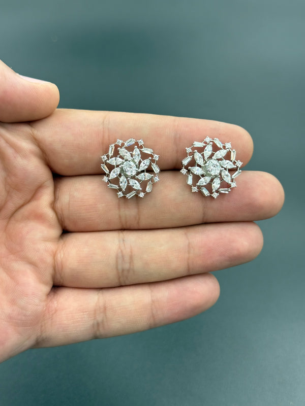 White stone 925 silver earrings