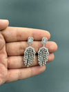 white stone 925 silver earrings