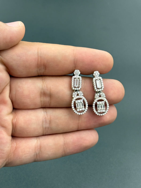 white stone 925 silver earrings