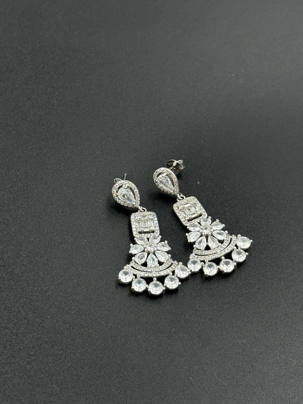 white stone 925 silver earrings