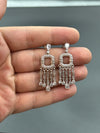 white stone 925 silver earrings